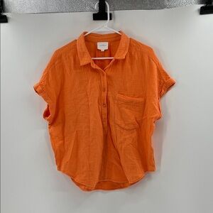 Sundays Women's Gauze Short Sleeve Popover Top - Orange - Medium